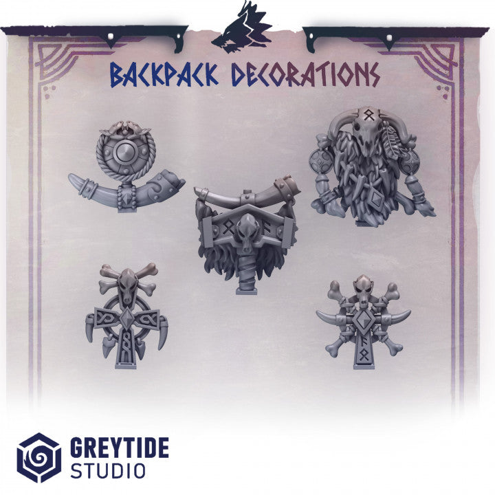 Greytide studio backpack decorations
