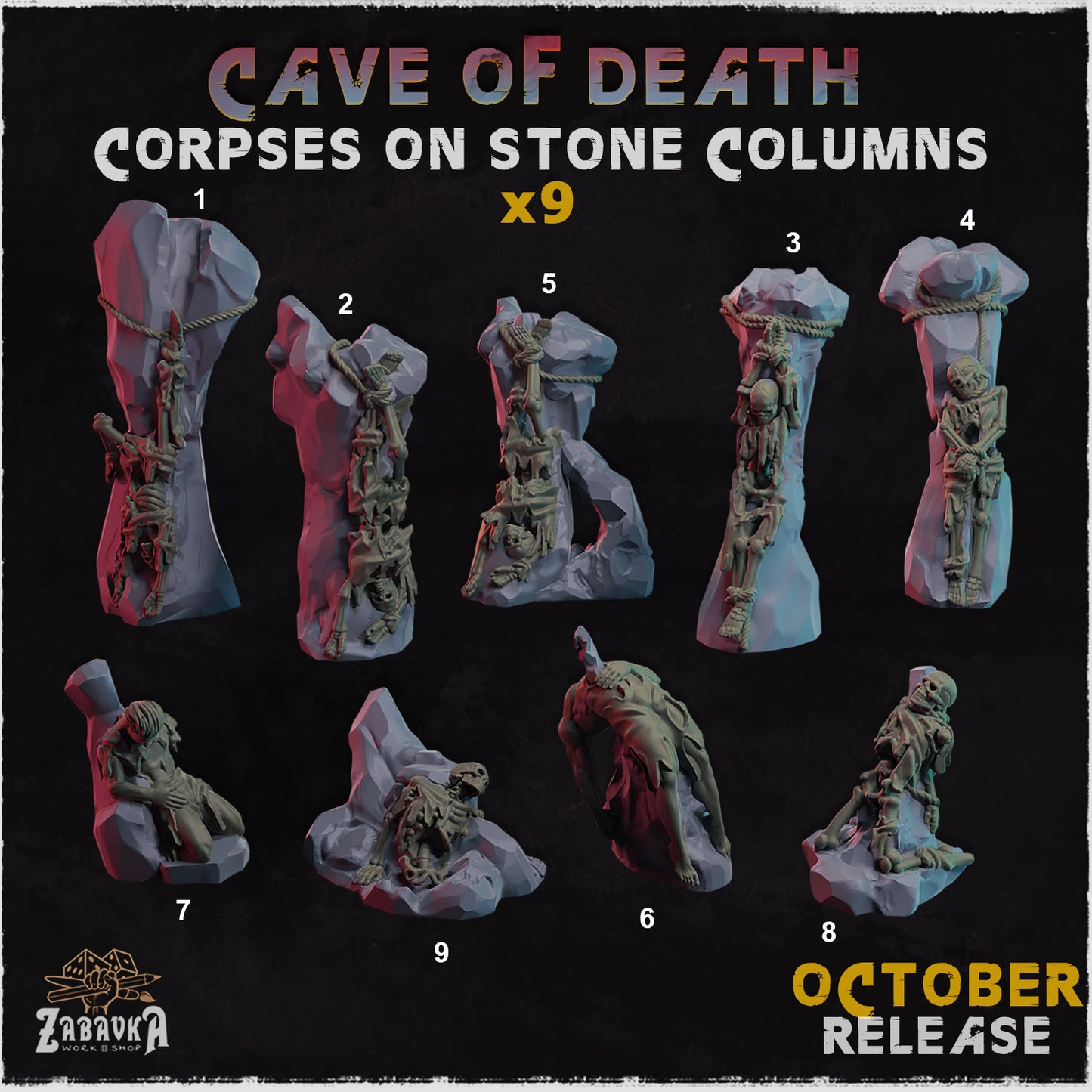 Cave of Death - Basing Bits - Corpses on Columns